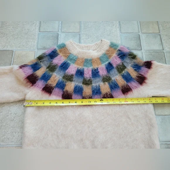 Madewell Brushed Checkerboard Fair Isle Sweater Size Small - Picture 5 of 7